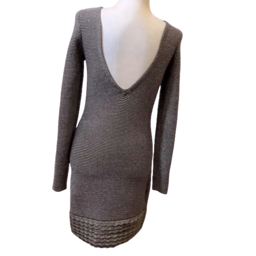 Vintage Moda International Backless V Dressy Metallic Sheath Dress Women Size M